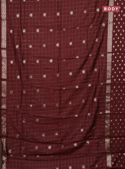 Semi chanderi saree brown and rust shade with allover zari checks & buttas and zari woven butta border