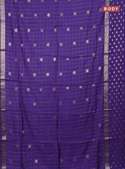 Semi chanderi saree violet and light green with allover zari checks & buttas and zari woven butta border