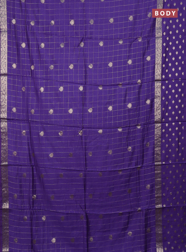 Semi chanderi saree violet and light green with allover zari checks & buttas and zari woven butta border