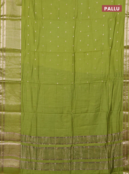 Semi chanderi saree lime green and green with allover zari woven buttas and long zari woven border