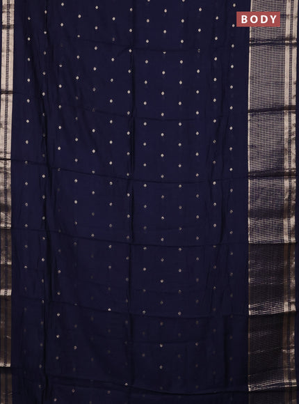 Semi chanderi saree navy blue and lime green with allover zari woven buttas and long zari woven border