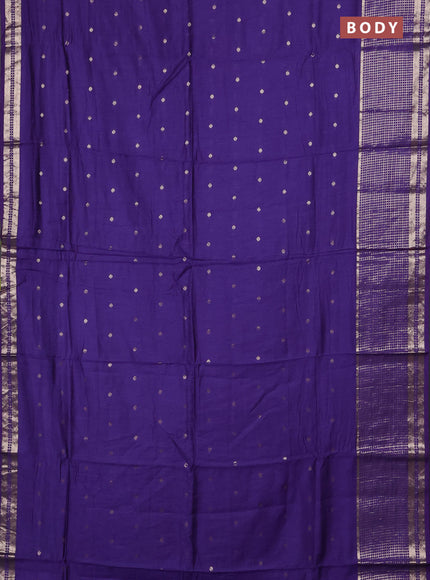 Semi chanderi saree violet and light green with allover zari woven buttas and long zari woven border
