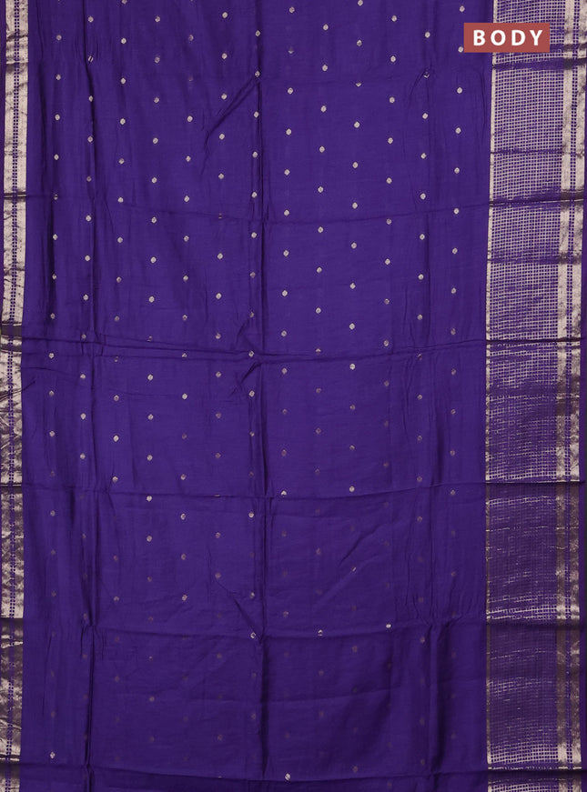 Semi chanderi saree violet and light green with allover zari woven buttas and long zari woven border