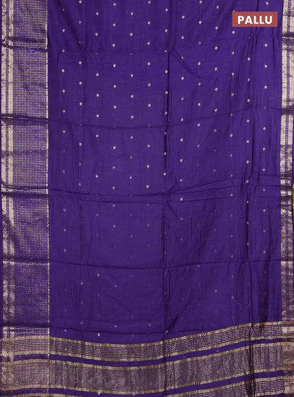 Semi chanderi saree violet and light green with allover zari woven buttas and long zari woven border