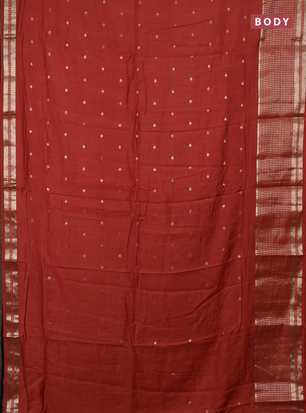 Semi chanderi saree rust shade and black with allover zari woven buttas and long zari woven border