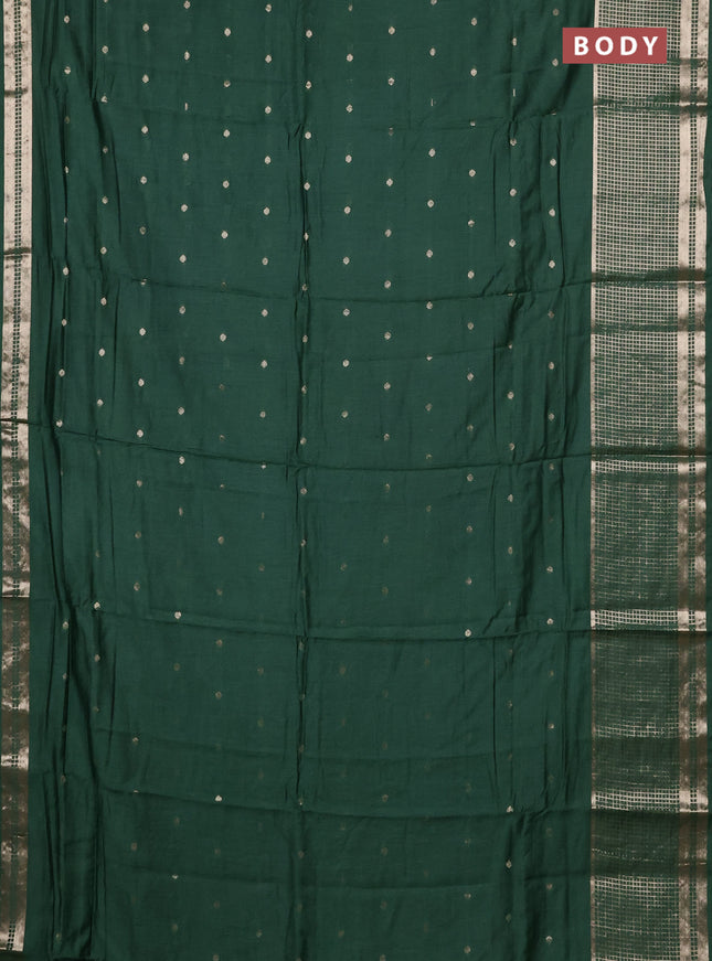 Semi chanderi saree green and light pink with allover zari woven buttas and long zari woven border