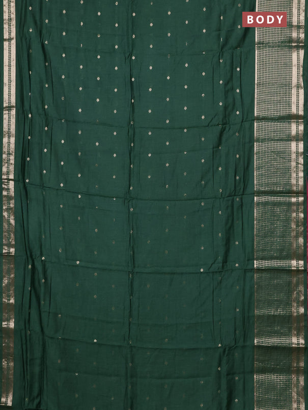 Semi chanderi saree green and light pink with allover zari woven buttas and long zari woven border