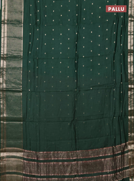 Semi chanderi saree green and light pink with allover zari woven buttas and long zari woven border