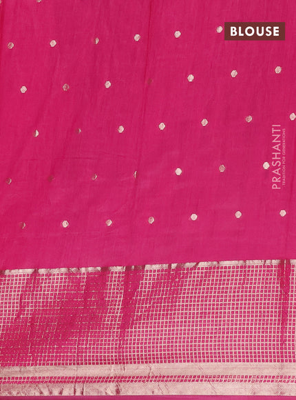 Semi chanderi saree green and light pink with allover zari woven buttas and long zari woven border