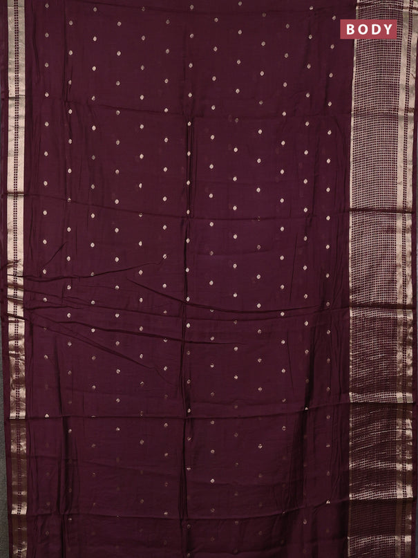 Semi chanderi saree deep wine and rust shade with allover zari woven buttas and long zari woven border