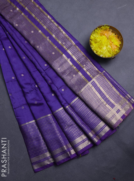 Semi chanderi saree violet and light green with allover zari woven buttas and long zari woven border