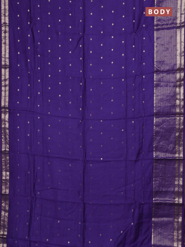 Semi chanderi saree violet and light green with allover zari woven buttas and long zari woven border