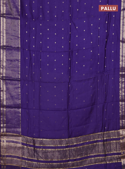 Semi chanderi saree violet and light green with allover zari woven buttas and long zari woven border