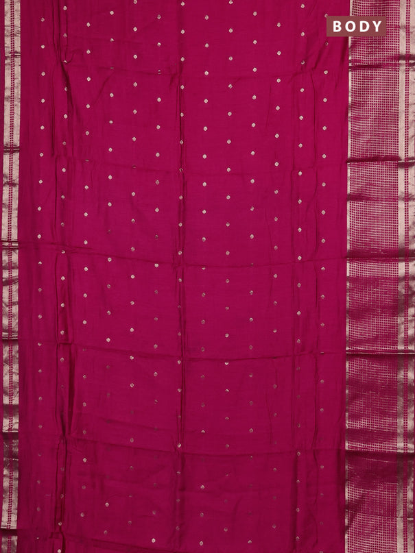 Semi chanderi saree pink and violet with allover zari woven buttas and long zari woven border