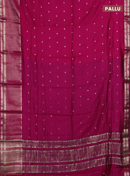Semi chanderi saree pink and violet with allover zari woven buttas and long zari woven border