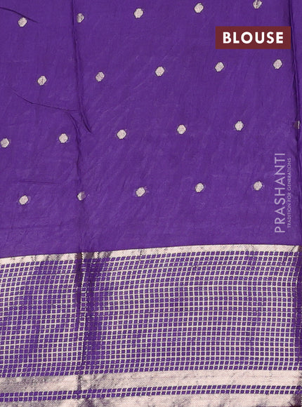 Semi chanderi saree light green and violet with allover zari woven buttas and long zari woven border