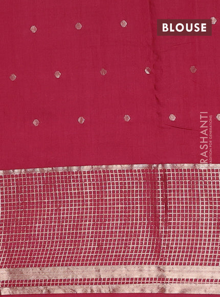 Semi chanderi saree rust shade and deep wine with allover zari woven buttas and long zari woven border