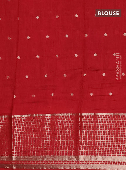 Semi chanderi saree black and red with allover zari woven buttas and long zari woven border