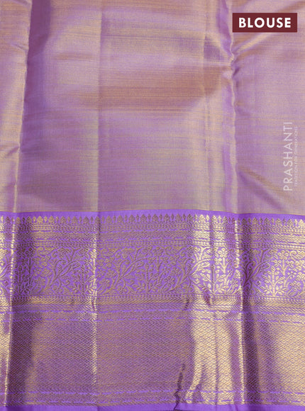 Pure kanchipuram tissue silk saree mild lavender and lavender with allover silver zari woven brocade weaves and rich zari woven border