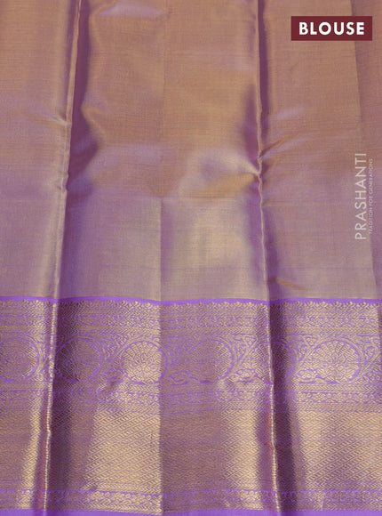 Pure kanchipuram tissue silk saree mild lavender and lavender with allover zari woven brocade weaves and rich zari woven border