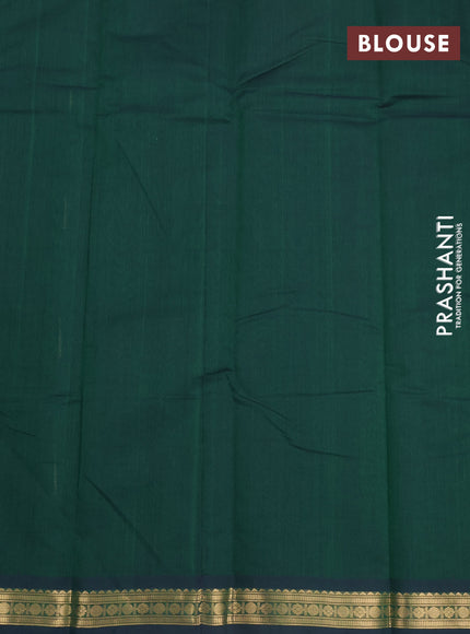 Kanchi cotton saree bottle green with zari woven buttas and zari woven border