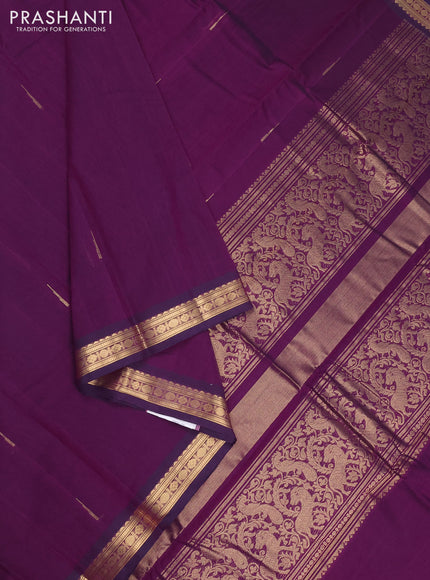 Kanchi cotton saree violet with zari woven buttas and zari woven border