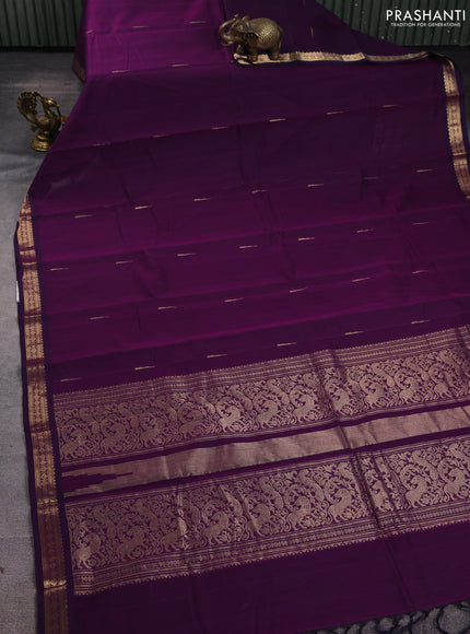 Kanchi cotton saree violet with zari woven buttas and zari woven border
