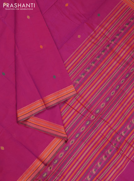 Kanchi cotton saree purple with thread woven buttas and thread woven border