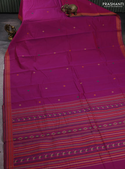 Kanchi cotton saree purple with thread woven buttas and thread woven border