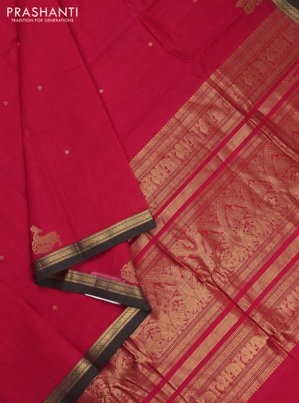 Kanchi cotton saree pink and green with zari woven buttas and zari woven border