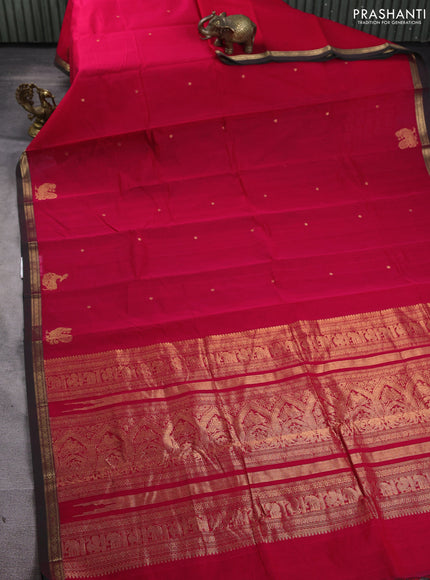 Kanchi cotton saree pink and green with zari woven buttas and zari woven border