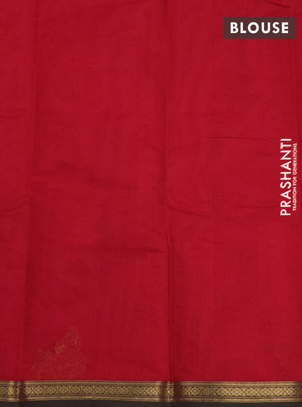 Kanchi cotton saree red and green with zari woven buttas and zari woven border