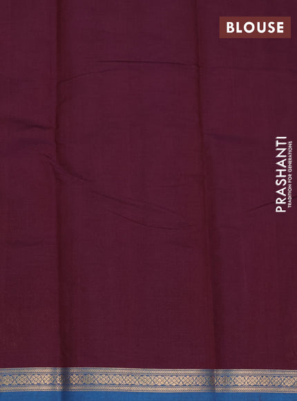 Kanchi cotton saree wine shade and cs blue with zari woven buttas and zari woven border