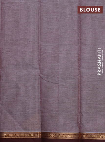 Kanchi cotton saree dual shade of grey and coffee brown with zari woven buttas and zari woven border