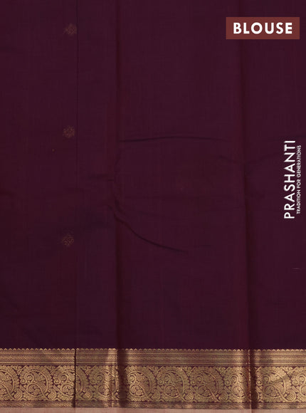 Kanchi cotton saree wine shade and sandal with zari woven buttas and zari woven border