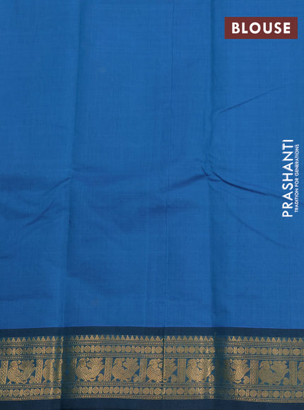 Kanchi cotton saree blue shade and teal green with zari woven buttas and zari woven border