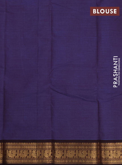 Kanchi cotton saree dual shade of purple and black with zari woven buttas and zari woven border