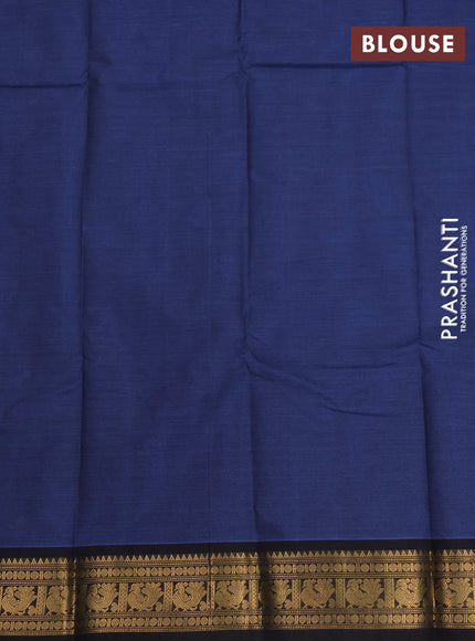 Kanchi cotton saree blue and black with zari woven buttas and zari woven border
