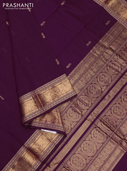 Kanchi cotton saree purple with zari woven buttas and thread & zari woven border