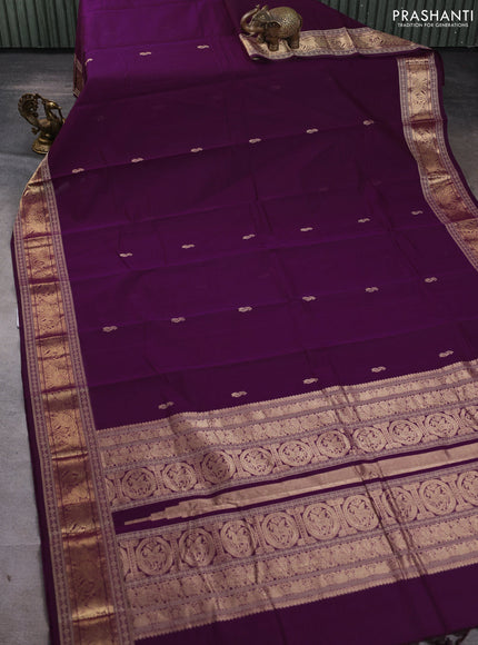 Kanchi cotton saree purple with zari woven buttas and thread & zari woven border
