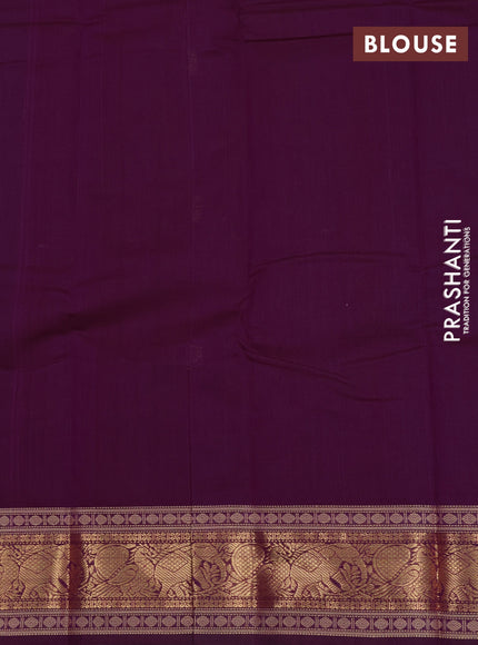 Kanchi cotton saree purple with zari woven buttas and thread & zari woven border