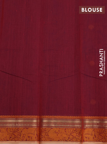 Kanchi cotton saree dual shade of maroon and sandal with thread woven buttas and thread & zari woven border