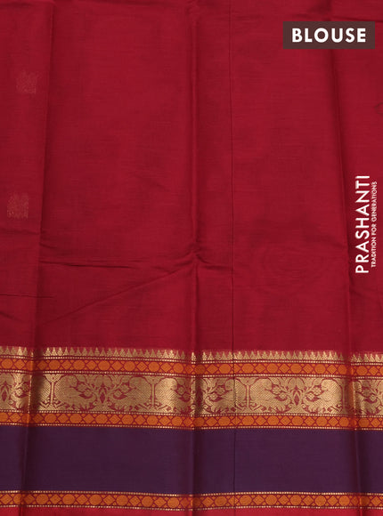 Kanchi cotton saree red and dual shade of deep violet with annam zari woven buttas and rettapet zari woven border