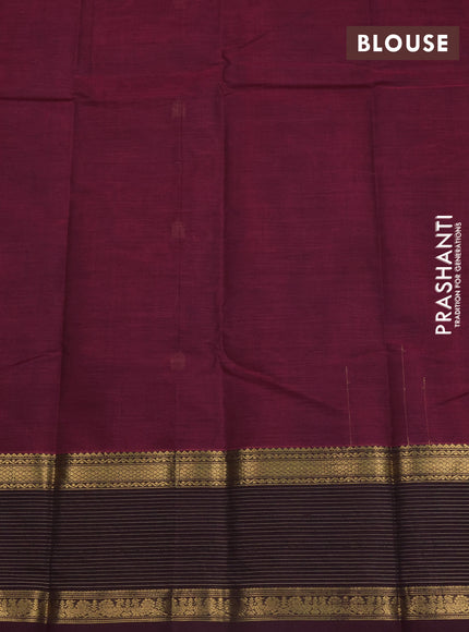Kanchi cotton saree magenta pink and wine shade with zari woven buttas and long zari woven border