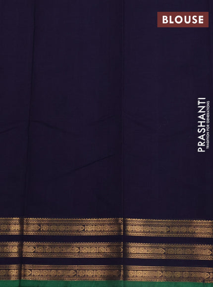 Kanchi cotton saree navy blue and green with zari woven buttas and zari woven border