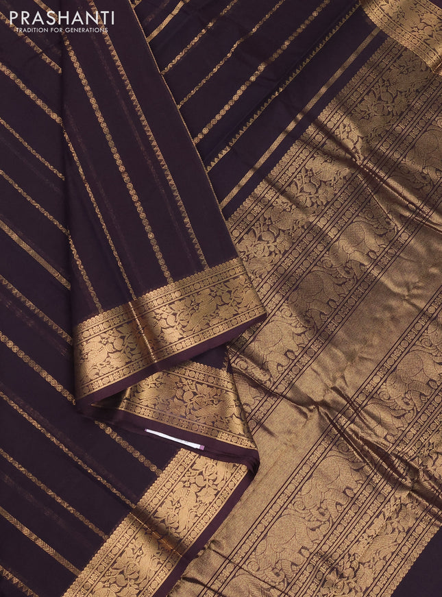 Kanchi cotton saree deep wine shade with allover zari weaves and zari woven border