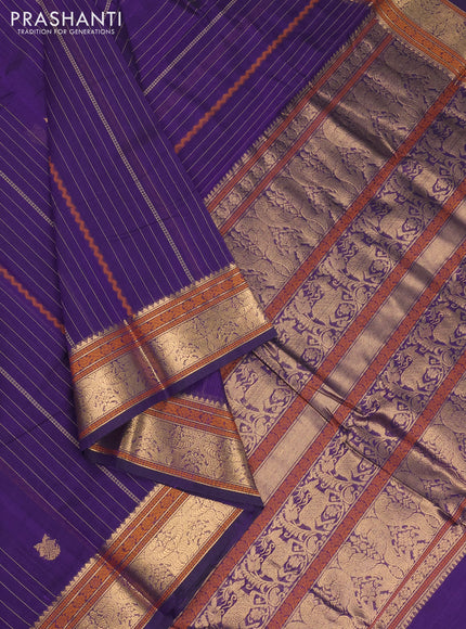 Kanchi cotton saree violet with allover thread weaves and thread woven border