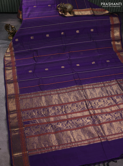 Kanchi cotton saree violet with allover thread weaves and thread woven border