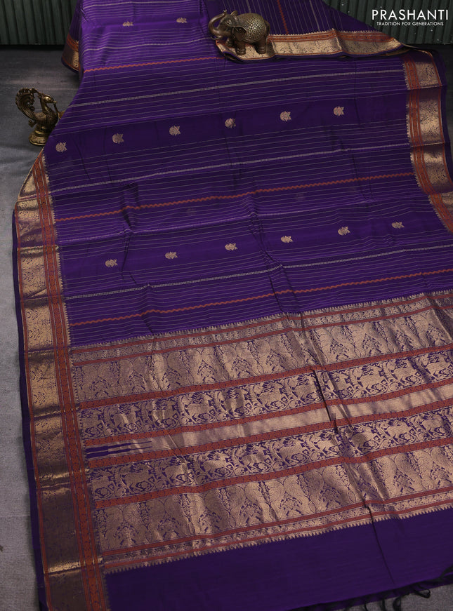 Kanchi cotton saree violet with allover thread weaves and thread woven border