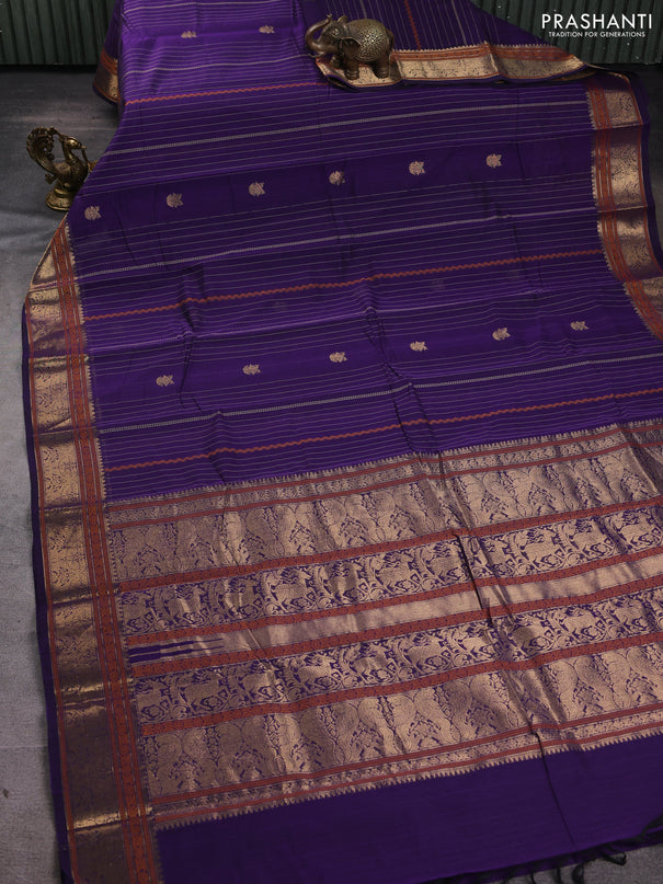 Kanchi cotton saree violet with allover thread weaves and thread woven border